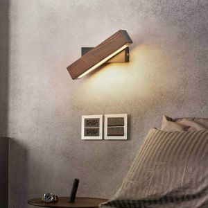 Eenvoudige Rotatable bed slaapkamer muur lamp warm nachtlampje  grootte: 21cm (walnoot)