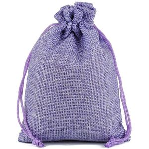 50 PCS Multi size Linnen Jute Drawstring Gift Bags Zakken Wedding Birthday Party Gunsten Drawstring Gift Bags  Grootte: 13x18cm (Paars)