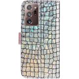 Voor Samsung Galaxy Note20 Ultra Laser Glitter Powder Matching Crocodile Texture Horizontale Flip Lederen case met kaartslots & portemonnee(zilver)