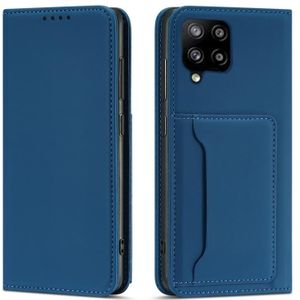 Voor Samsung Galaxy A42 5G Sterk Magnetisme Vloeistof voel horizontale flip lederen hoes met Holder & Card Slots & Wallet(Blauw)