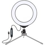 PULUZ 6 2 inch 16cm USB 10 modi RGBW Dimbare LED ring Vloggen fotografie video lichten met koude schoen statief bal hoofd (zwart)