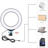 PULUZ 6 2 inch 16cm USB 10 modi RGBW Dimbare LED ring Vloggen fotografie video lichten met koude schoen statief bal hoofd (zwart)