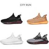 Men Lightweight Breathable Mesh Sneakers Flying Woven Casual Running Shoes  Size: 46(White)