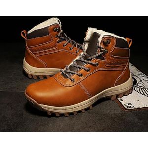 GG-858 Heren Snowboots Fluwelen Houd Warm Dikke Bodem Herenlaarzen  Maat: 36 (Lichtbruin)