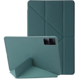 For Xiaomi Redmi Pad SE Deformation Silicone Leather Tablet Case(Deep Green)