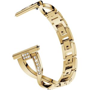 X-vormige diamant-bezaaid massief roestvrijstalen polsband horlogeband voor Samsung Gear S3 (goud)