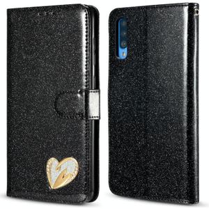 Voor Samsung Galaxy A70/A70S Glitter Poeder Liefde Lederen Telefoonhoes (Zwart)