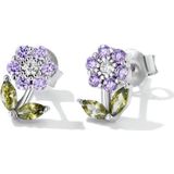 S925 Sterling Silver Flower Ear Stud Women Earrings(Purple)