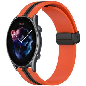 Voor Amazfit GTR 3 Pro 22 mm opvouwbare magnetische sluiting siliconen horlogeband (oranje + zwart)