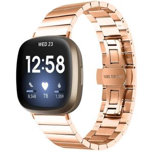 Voor Fitbit Versa 4 / Sense 2 universele vlindergesp metalen horlogeband (rosgoud)