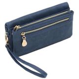 Vrouwen lange portefeuille vrouwelijke hoge capaciteit dubbele ritsen Clutch portemonnee (blauw)