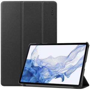 Voor Samsung Galaxy Tab S9 ENKAY Tri-fold Custer Texture Leather Smart Tablet Case(Black)