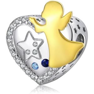 S925 Sterling Silver Heart Angel Kralen DIY Armband Ketting Accessoires