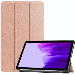 Voor Samsung Galaxy Tab A7 Lite T225 Custer Patroon Pure Kleur Horizontale Flip Lederen Hoesje met Drie-opvouwbare Houder (Rose Gold)