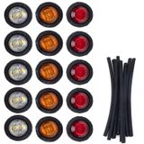 A5015 15 in 1 Rood + Amber + White Light Truck Trailer LED Round Side Marker Lamp
