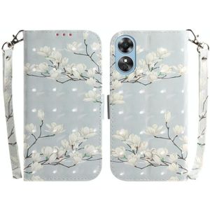 Voor OPPO A17 3D gekleurd patroon Flip lederen telefoonhoes (Magnolia)