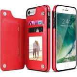 Retro PU lederen case multi kaarthouders telefoon gevallen voor iPhone 6 6s 7 8 plus 5S SE  iPhone X XS Max XR  Samsung S7 S8 S9 S10 voor iPhone 6 6S plus (rood)