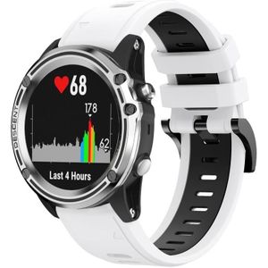 Voor Garmin Quatix 5 Sapphire 22mm tweekleurige sport siliconen horlogeband (wit + zwart)