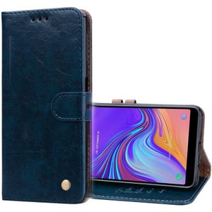 Business stijl olie Wax textuur horizontale Flip lederen case voor Galaxy A7 (2018)  met houder & kaartsleuven & portemonnee (marineblauw)