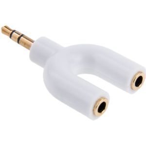 3.5mm Stereo mannetje naar twee 3.5mm Stereo vrouwtje Splitter Adapter wit