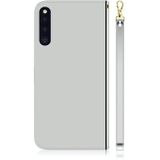 Voor Galaxy A41 Lmitated Mirror Surface Horizontal Flip Leather Case met Holder & Card Slots & Wallet & Lanyard(Silver)