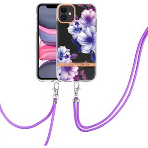 Flowers Series TPU Telefoonhoesje met Lanyard voor iPhone 11 (Purple Begonia)
