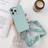 Elastic Silicone Protective Case with Wide Neck Lanyard For iPhone 11 Pro Max(Sky Blue)