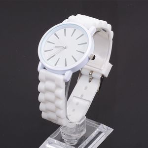Eenvoudige stijl ronde Dial Jelly siliconen riem quartz horloge (wit)
