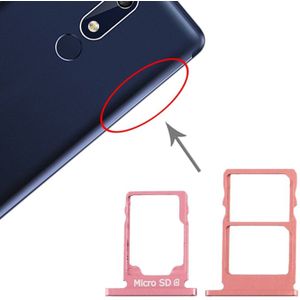 SIM-kaartlade + SIM-kaartlade + Micro SD-kaartlade voor Nokia 5.1 TA-1075 (Paars rood)