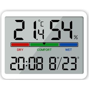 Magnetische LCD digitale wekker Groot scherm met temperatuur-vochtigheidsweergave (8280 wit)
