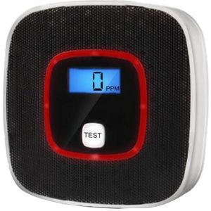 Koolmonoxide detector gas alarm sensor vergiftiging gas tester menselijke stem waarschuwing detector met LCD-display (zwart)