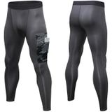 Camouflage Pocket Training Running Fast Dry High Elastic Sports Casual Tights (Kleur: Pure Grey Camouflage Grey Size:S)