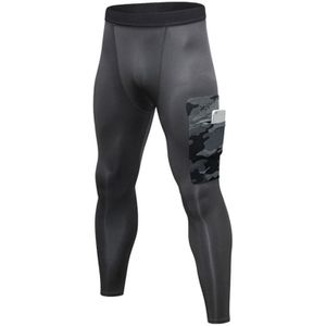 Camouflage Pocket Training Running Fast Dry High Elastic Sports Casual Tights (Kleur: Pure Grey Camouflage Grey Size:S)