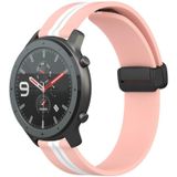 Voor Amazfit GTR 47 mm 22 mm opvouwbare magnetische sluiting siliconen horlogeband (roze + wit)