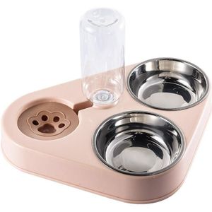 Dog Cat Triangle Automatic Drinking Water Bowl Pet Supplies  Size: Large(Warm Pink)