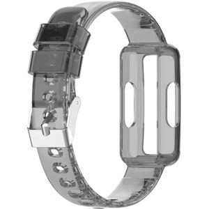 Voor Fitbit Luxe transparante siliconen gentegreerde horlogeband (transparant zwart)