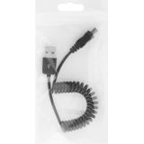 Mini 5-pin USB naar USB 2.0 mannetje opgerolde Type A Kabel / Veerkabel  Lengte: 25cm (kan verlengd worden tot 80cm)(zwart)