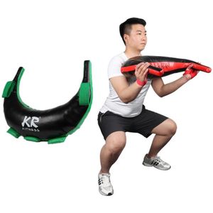 KR Fitness Training Sandbag Weight-Bearing Exercise Equipment Croissant without Filler(Black Leather + Green Ribbon)
