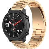 Toepasbaar op Ticwatch generatie/Moto360 tweede generatie 460/Samsung GearS3/Huawei GT Universal 22mm RVS metalen riem Butterfly Buckle drie parels (Rose goud)