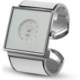 Vierkante grote wijzerplaat armband quartz horloge voor vrouwen (wit)