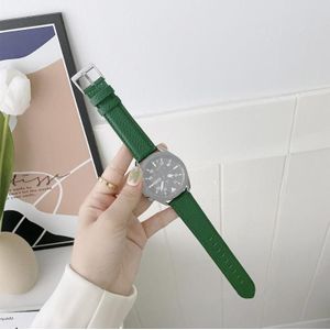 For Samsung Galaxy Watch 42mm Sewing Litchi Texture Leather Replacement Strap Watchband(Green)