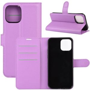 Voor iPhone 12 mini Litchi Texture Horizontale Flip Beschermhoes met Houder & Card Slots & Wallet(Paars)