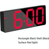 Mirror Bedside Wekker Batterij Plug-In Dual-Purpose LED Klok  Kleur: Rechthoek Zwarte Schaal (Zwart Oppervlak Rood licht)