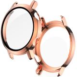 Voor Huawei Watch GT2 42mm 2 in 1 Tempered Glass Screen Protector + Fully Plating PC Case (Rose Gold)