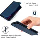 Retro huid voelen Business magnetische horizontale Flip lederen case voor OnePlus 7 Pro (marineblauw)