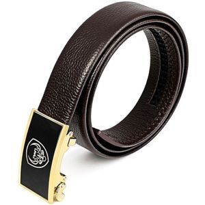 Mannen casual lederen riem tailleband met gesp hoofd  lengte: 120cm (bruin)