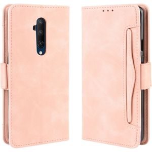 Voor OnePlus 7T Pro portemonnee stijl huid voelen kalf patroon lederen draagtas met aparte kaartsleuf (roze)