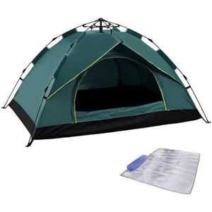 TC-014 outdoor strand reizen camping automatische lente meerpersoons tent voor 3-4 personen (groen + mat)