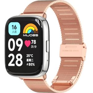 Voor Redmi Watch 3 Lite / Watch 3 Active Mijobs Milanese gesp metalen horlogeband (ros goud)