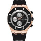 OCHSTIN 6100A multifunctioneel quartz waterdicht TPU herenhorloge (rosgoud + zwart)